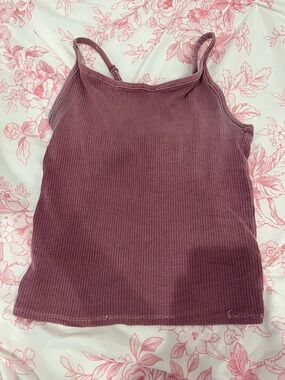 American Eagle Outfitters Ribbed Spaghetti Strap Tank Top - Dusty Mauve